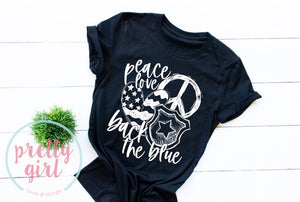 Peace love and back the blue ADULT TSHIRT