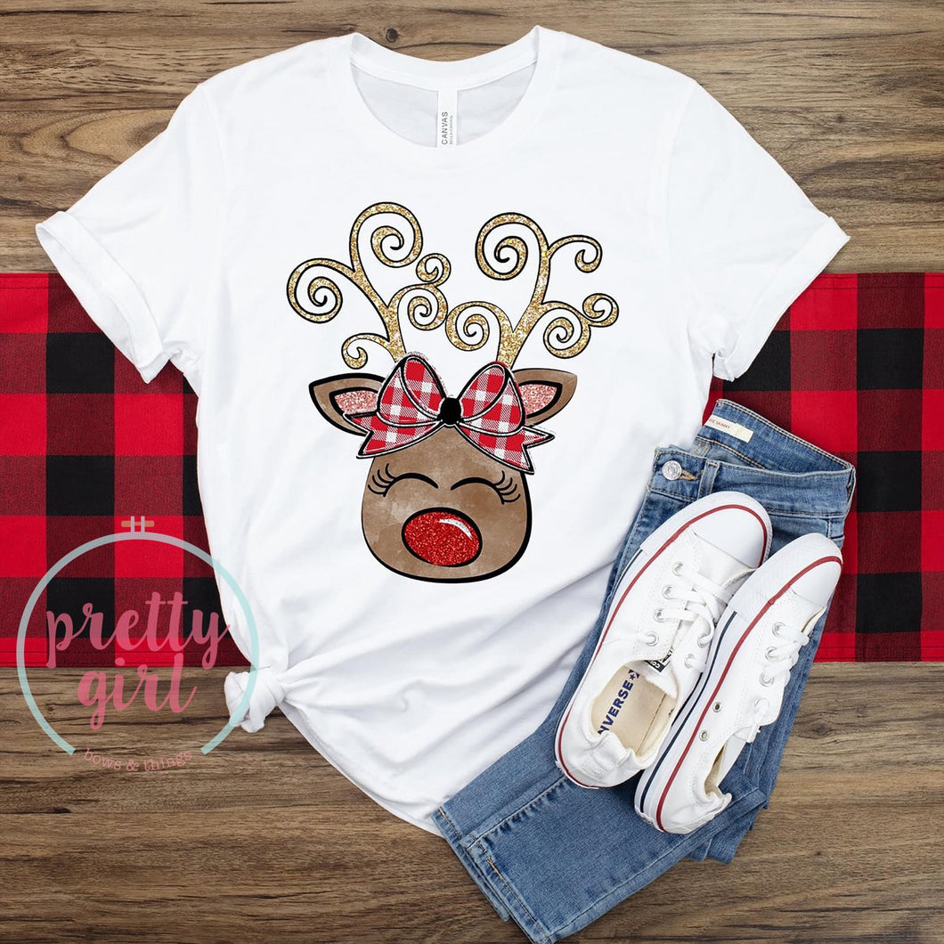 Girl reindeer 2 ADULT TSHIRT