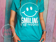 Load image into Gallery viewer, smiling is my favorite smiley face ADULT TSHIRT
