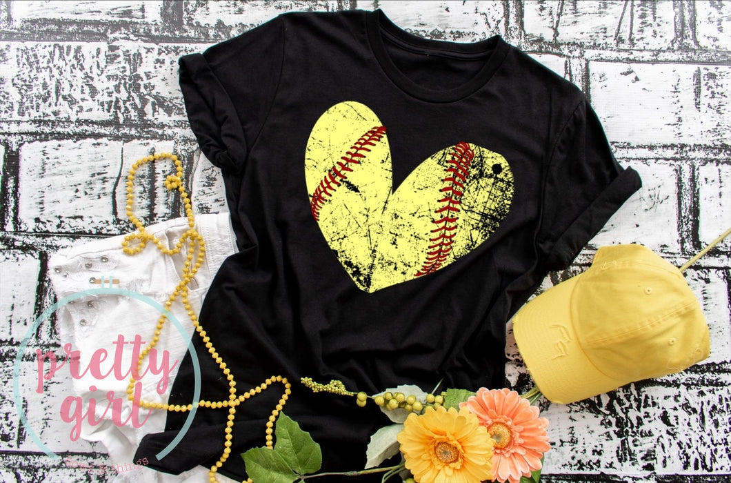 Softball heart ADULT TSHIRT