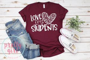 I love my students leopard heart ADULT SHIRT