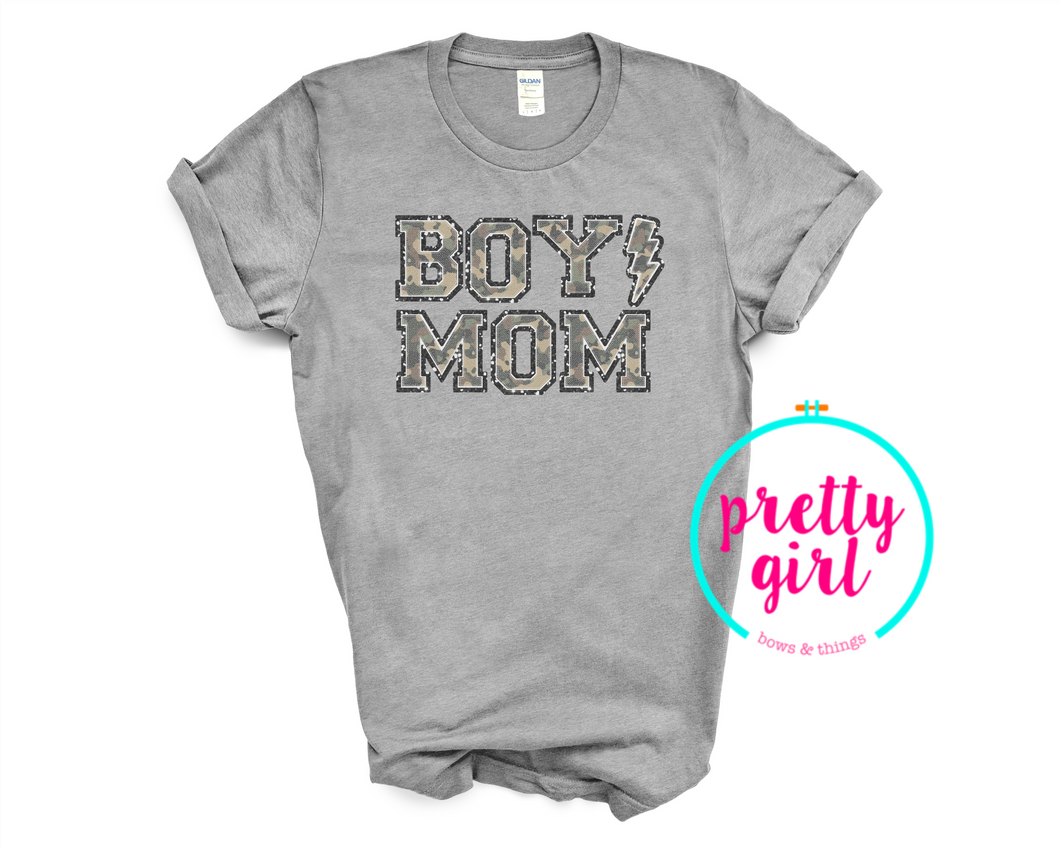 Boy mama faux Applique ADULT TSHIRT