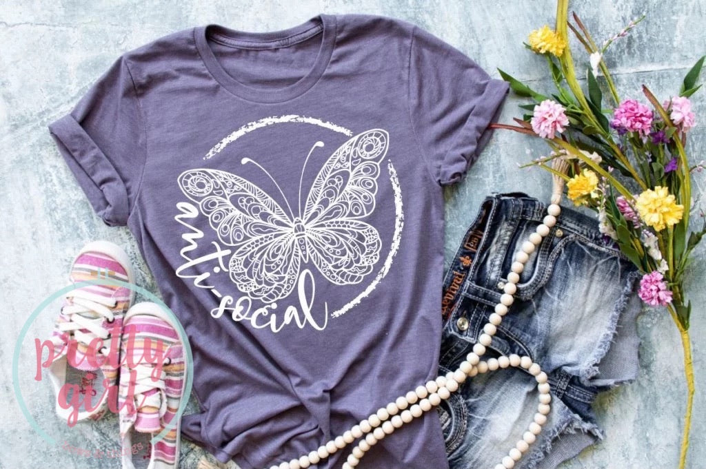 Anti Social Butterfly ADULT TSHIRT