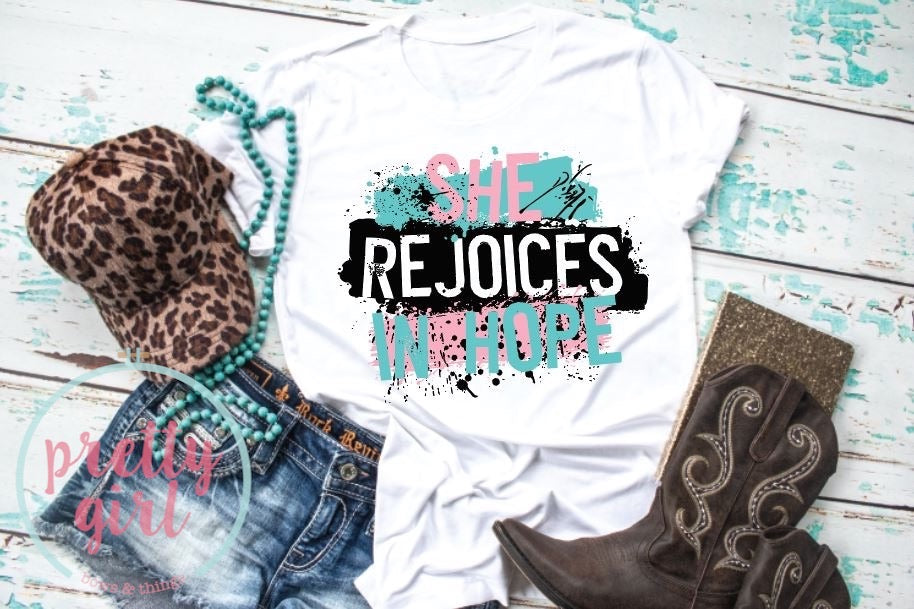 she rejoices in hope ADULT TSHIRT