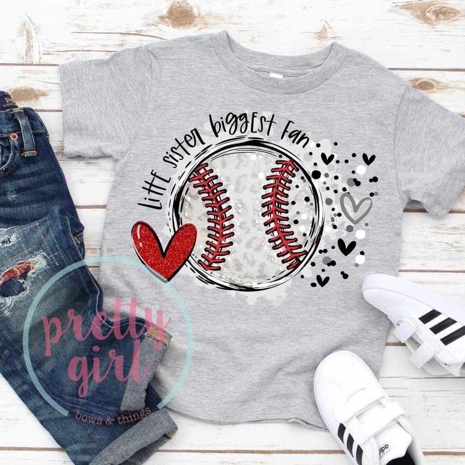 little sister biggest fan baseball YOUTH TSHIRT