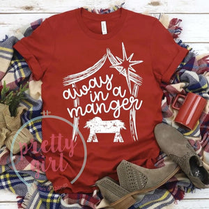 Away in a manger adult shirt